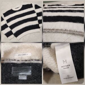 MOTHER Dont Sweat It Womens M Medium Alpaca Merino Wool Stripe Crewneck Sweater